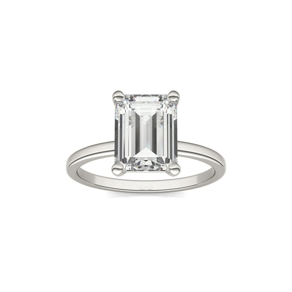 Emerald-Cut Moissanite Ring in 14K White Gold (2 1/2 ct. dew) – Image 5 of 5
