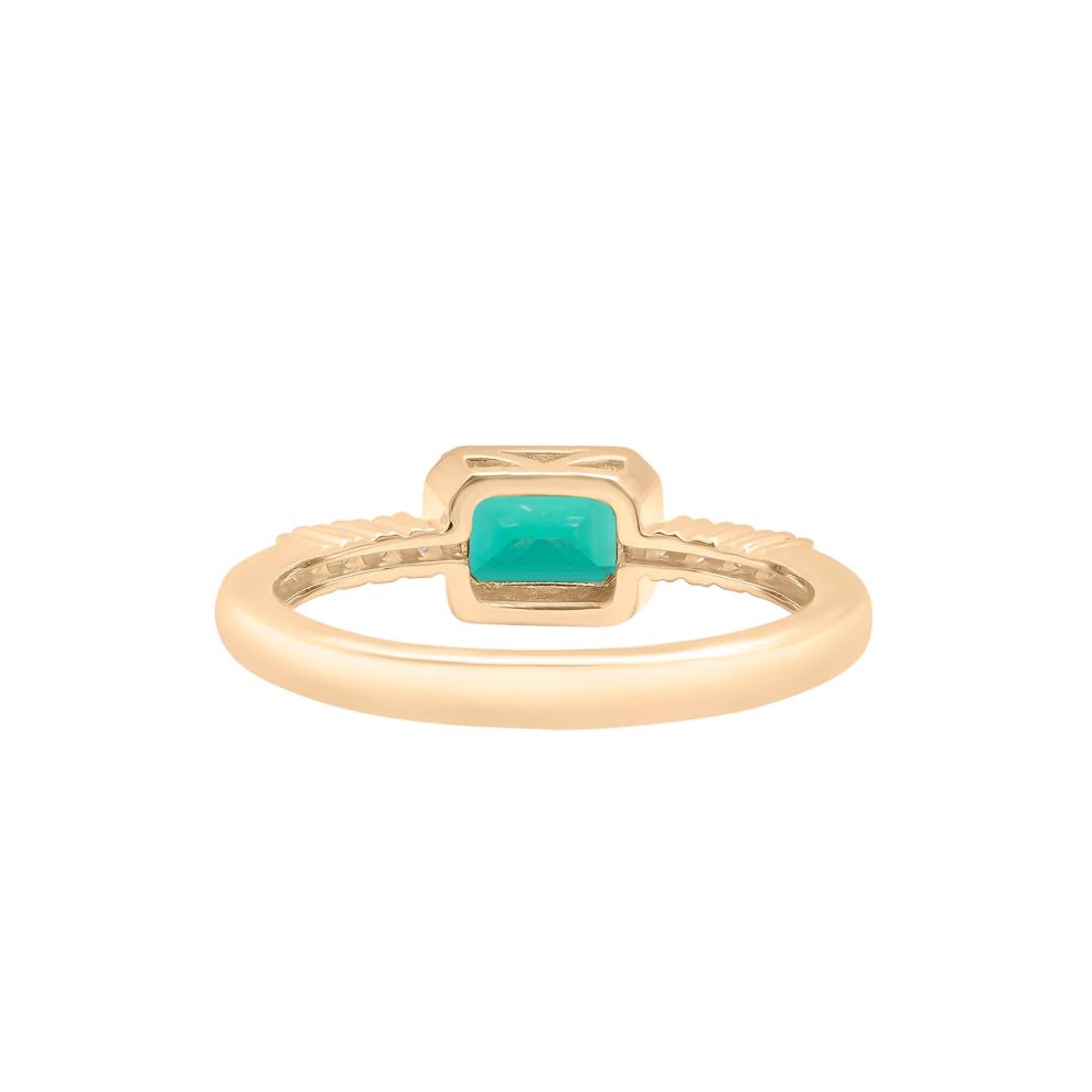 Lab-Created Emerald Octagonal Ring in Vermeil – Image 4 of 6