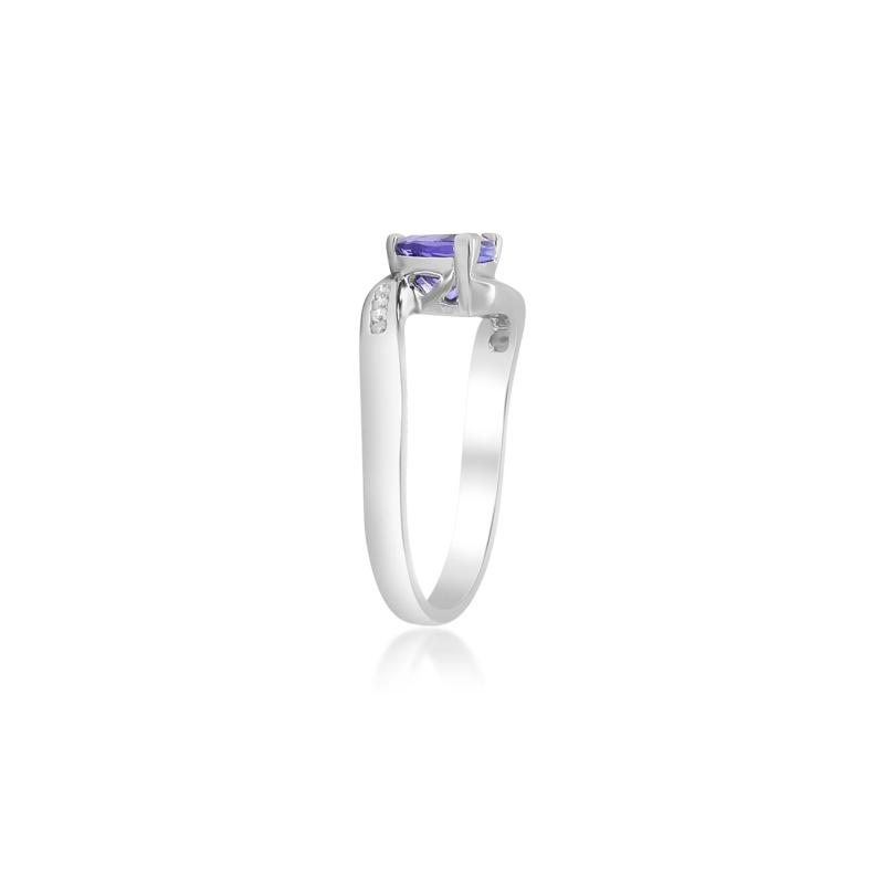 Trillion-Shaped Tanzanite Ring with Diamond Accents in Sterling Silver – Image 3 of 4