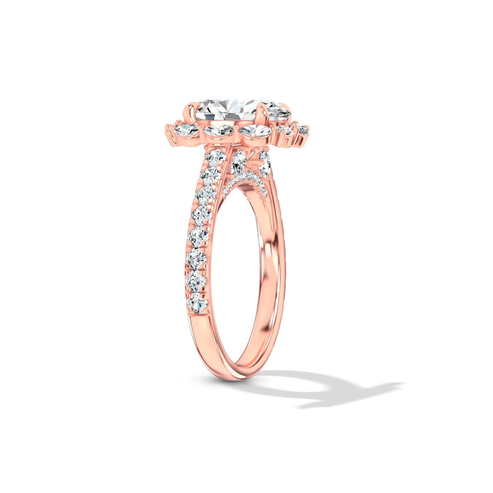 Lab Grown Diamond Oval Halo Engagement Ring in 14K Rose Gold (3 ct. tw.) – Image 3 of 4