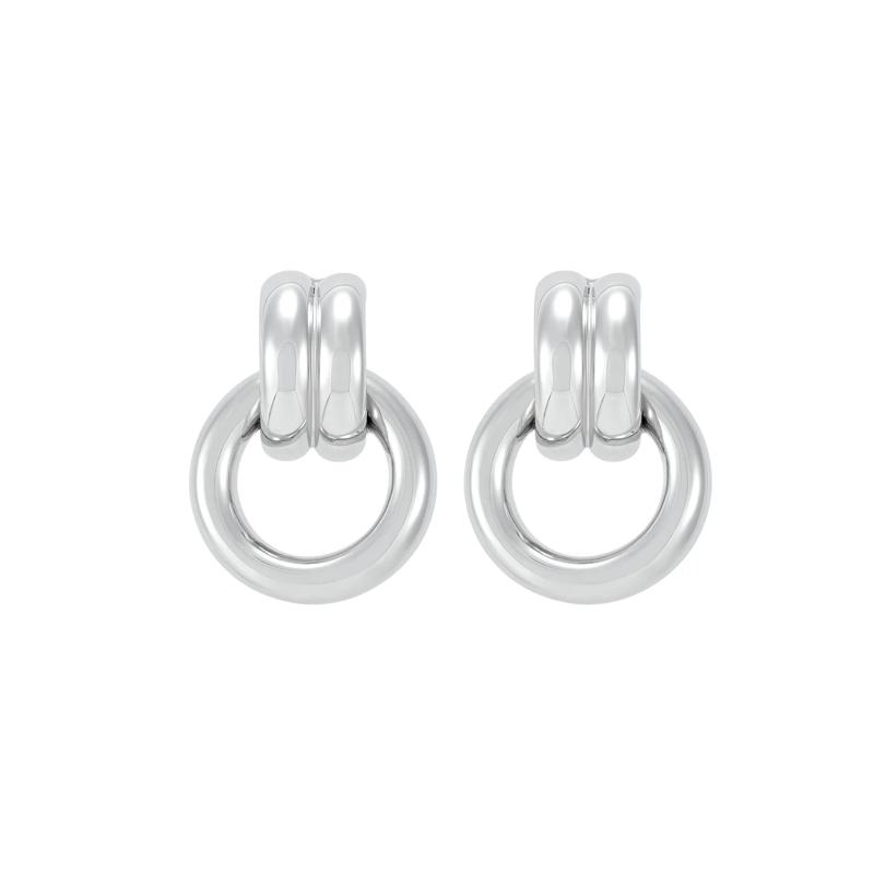 Polished Door-Knocker Drop Earrings in Sterling Silver – Image 2 of 2