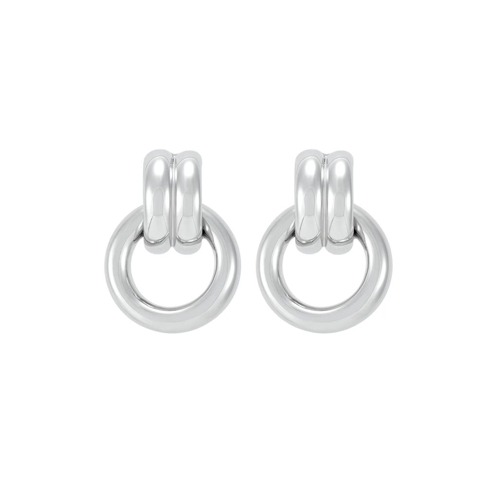 Polished Door-Knocker Drop Earrings in Sterling Silver – Image 2 of 2