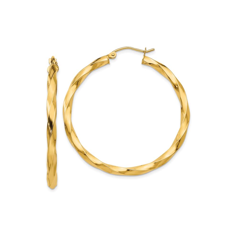 Twisted Hoop Earrings in 14K Yellow Gold – Image 1 of 2