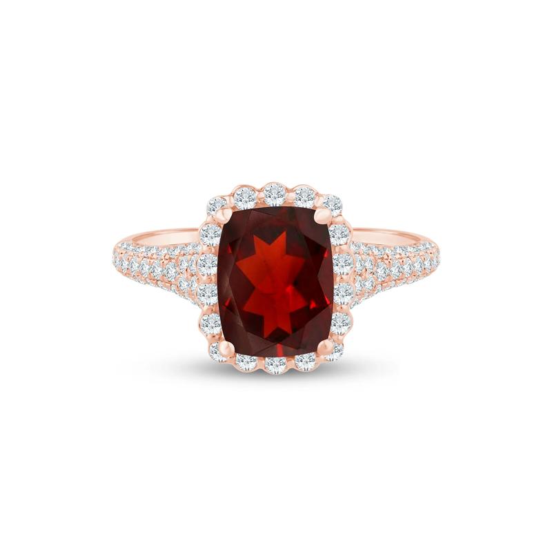 Trista Garnet and Diamond Engagement Ring in 14K Rose and Yellow Gold &#40;5/8 ct. tw.&#41; – Image 1 of 3
