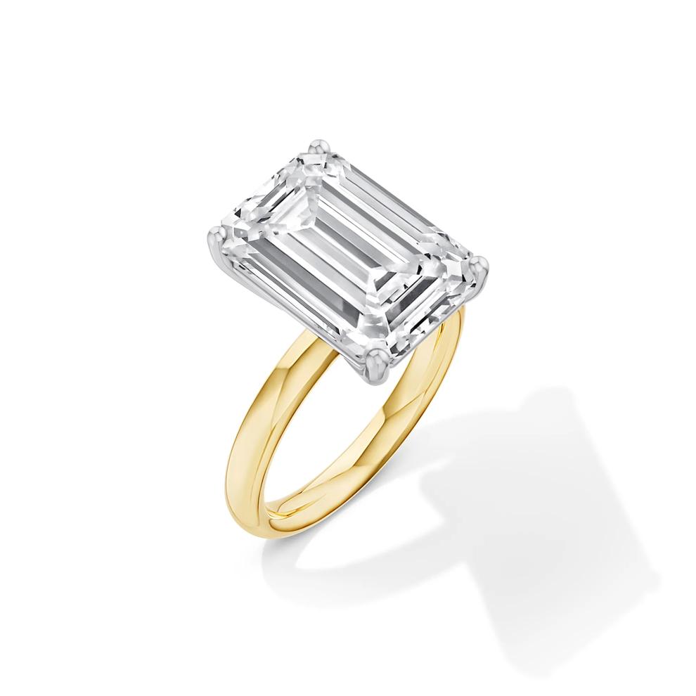 Lab Grown Diamond Emerald-Cut Solitaire Ring in 14K Yellow &amp; White Gold (8 ct.) – Image 2 of 4