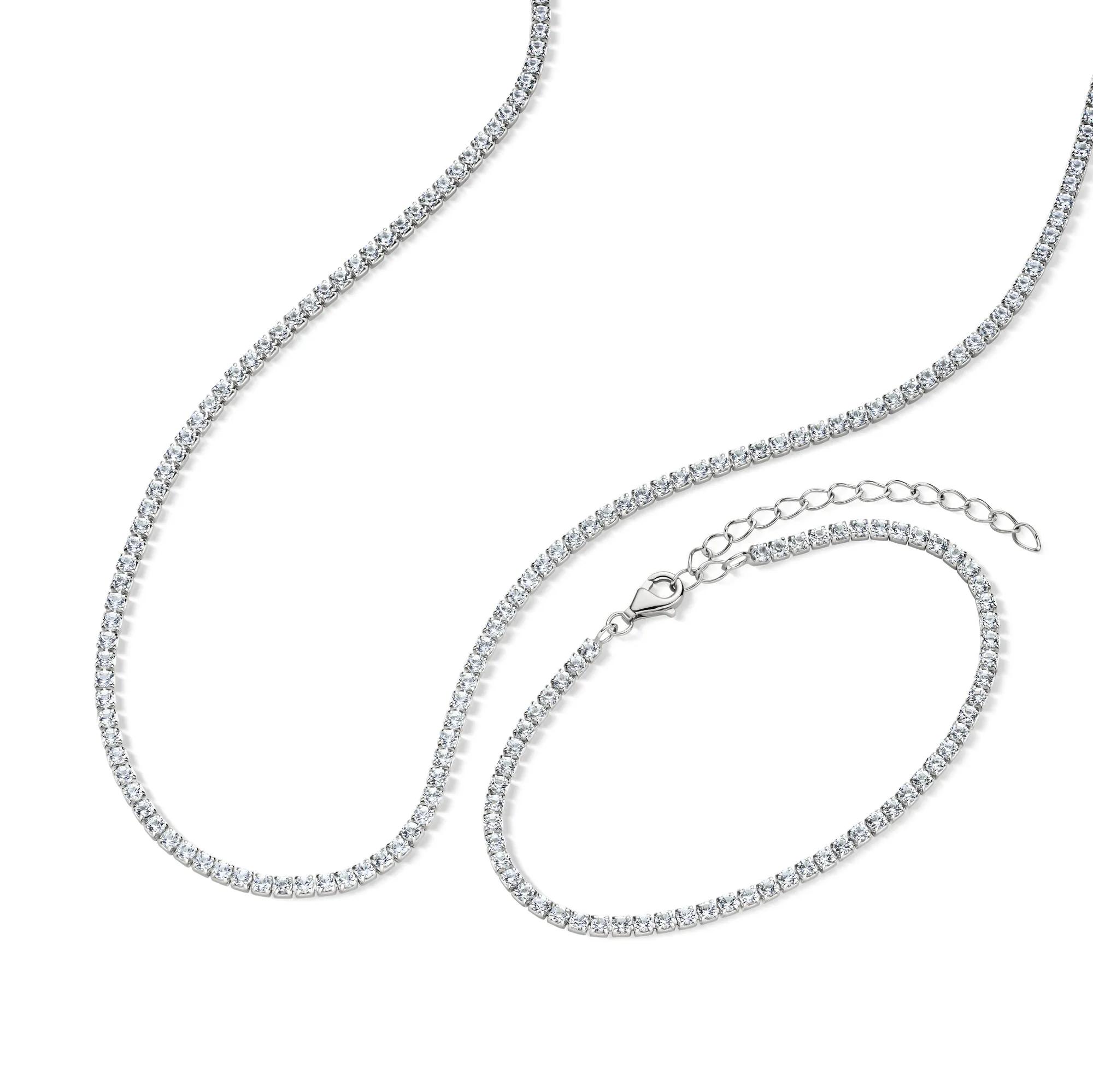 Lab-Created White Sapphire Tennis Necklace & Bracelet Box Set