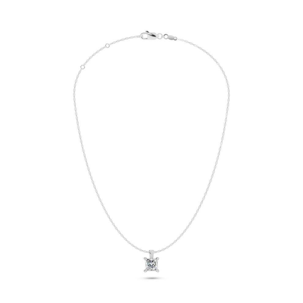 Lab Grown Diamond Princess-Cut Pendant Necklace in 10K White Gold (4 ct. tw.) – Image 3 of 4