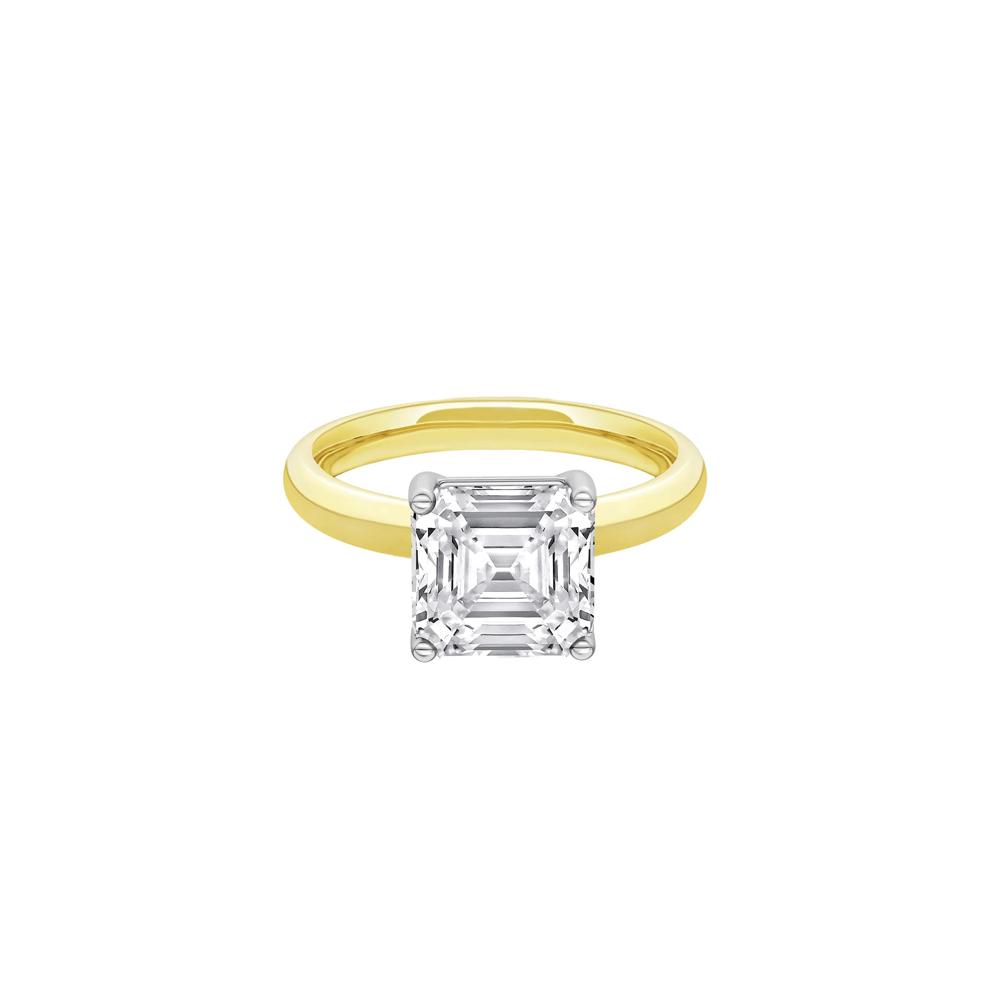 Lab Grown Diamond Asscher Cut Solitaire Ring in 14K Yellow and White Gold (3 ct. tw.) – Image 1 of 4