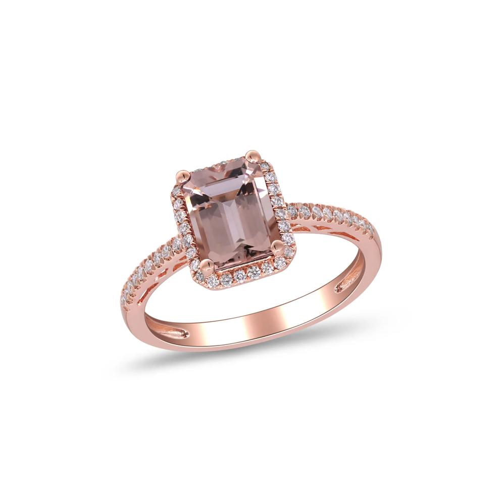 Morganite and Diamond Halo Ring in 10K Rose Gold (1/5 ct. tw.) – Image 3 of 4