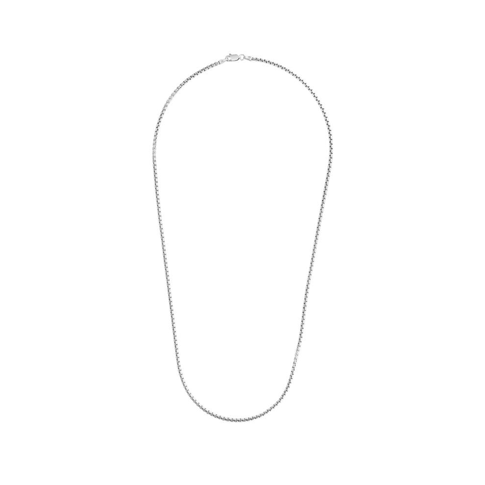 Round Box Chain Necklace in Sterling Silver, 2.2MM, 20" – Image 1 of 2