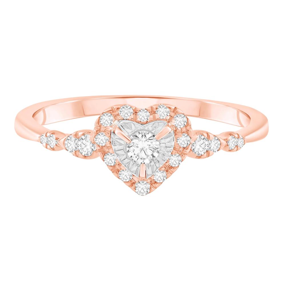 Heart Diamond Promise Ring in 10K Rose Gold (1/4 ct. tw.) – Image 1 of 3