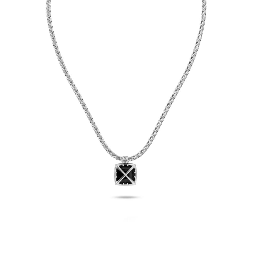 Men's Black Onyx Arrow Design Pendant Necklace in Sterling Silver – Image 1 of 4