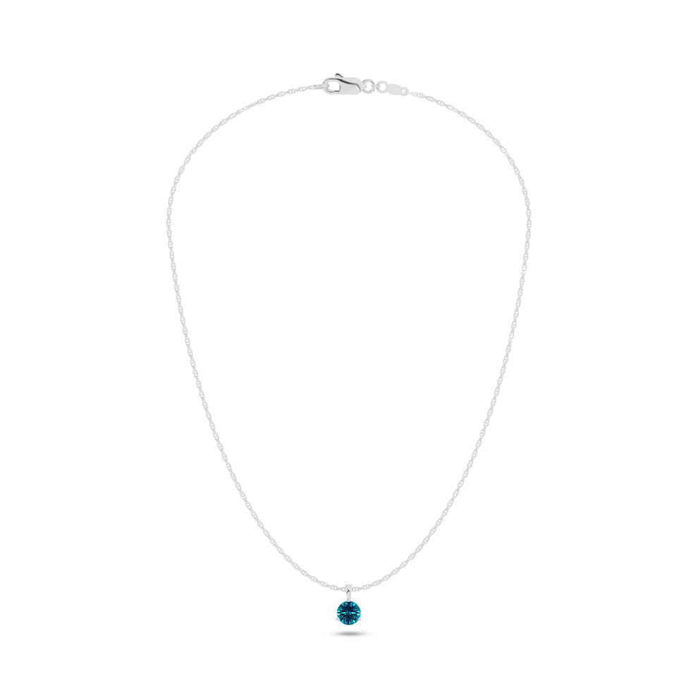 Blue Lab Grown Diamond Round Pendant Necklace in 10K White Gold (1 1/3 ct. tw.) – Image 3 of 4