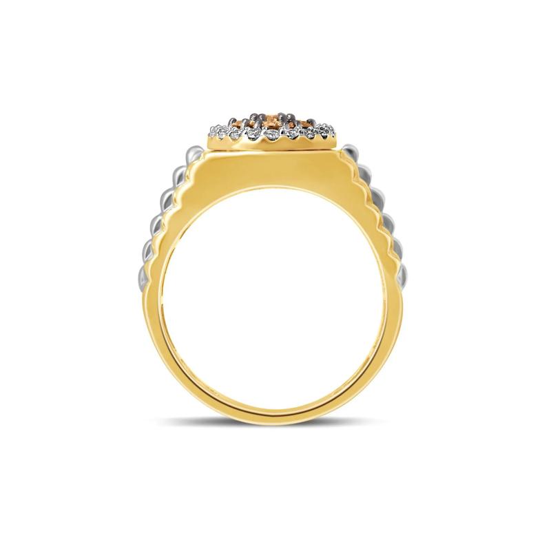 Men&#39;s 3/4 ct. tw. Champagne &amp; White Diamond Ring in 10K Yellow &amp; White Gold – Image 2 of 3