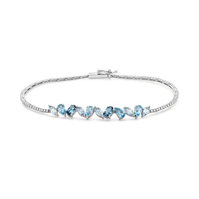 Blue Topaz & Diamond Bracelet in Sterling Silver (1/2 ct. tw.)