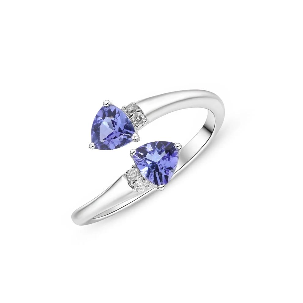 Trillion-Cut Tanzanite &amp; Diamond Accent Bypass Ring in Sterling Silver – Image 4 of 4