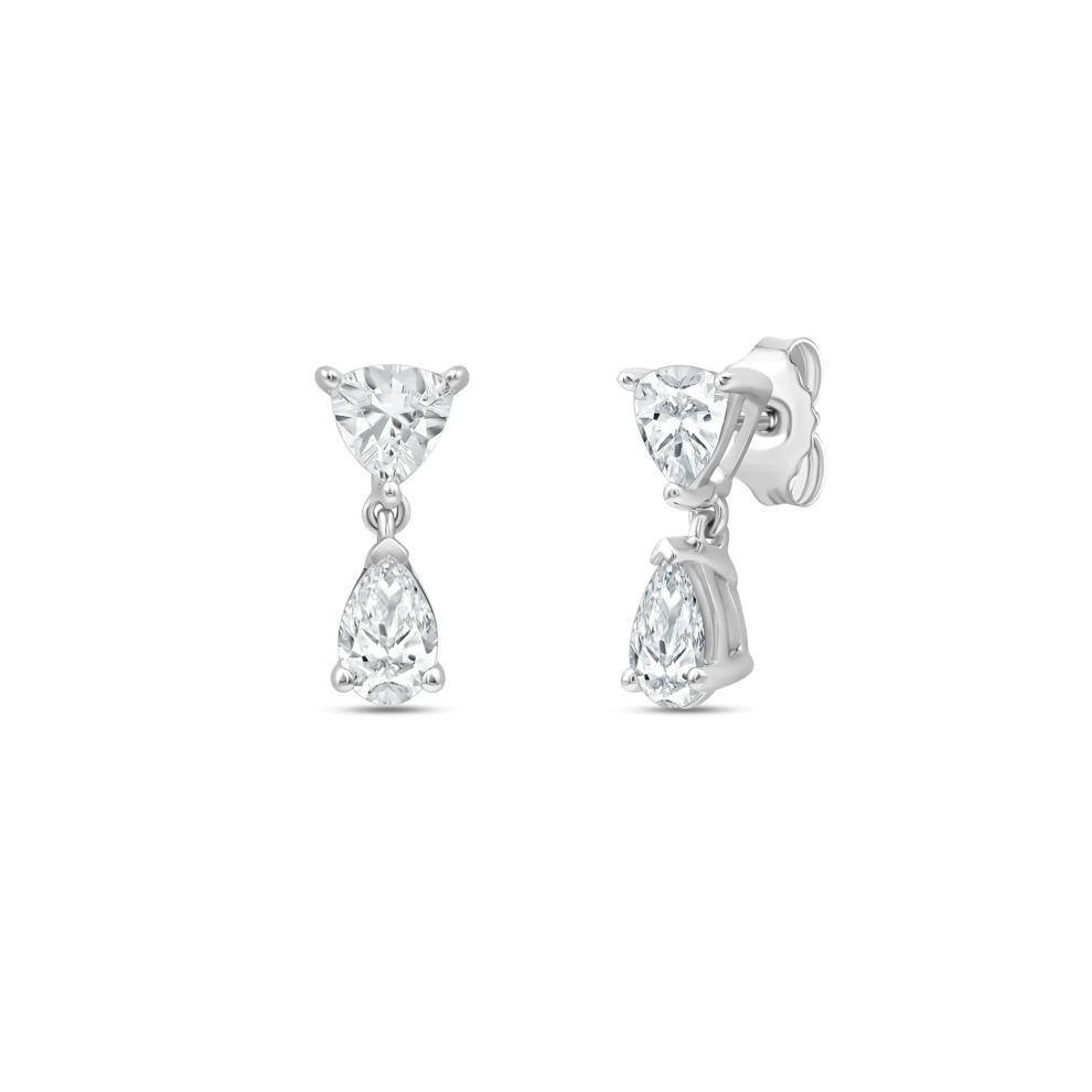 Lab Grown Diamond Trillion and Pear-Shaped Drop Earrings in 14K White Gold (2 ct. tw.) – Image 1 of 3