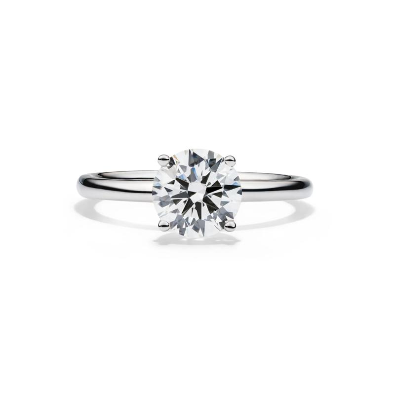 Lab Grown Diamond Solitaire Round Engagement Ring in Platinum &#40;1 1/2 ct.&#41; – Image 1 of 4