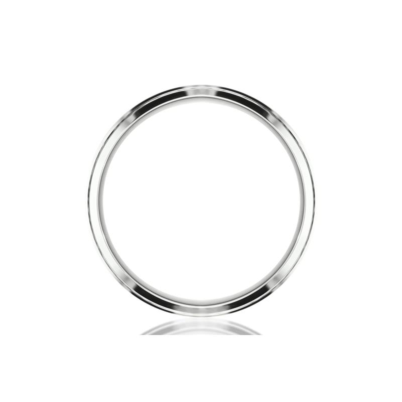 Men&rsquo;s Bevel Edge Satin Wedding Band in Platinum, 8MM – Image 2 of 3