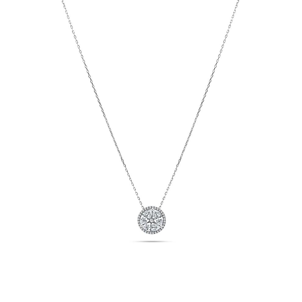 Lab Grown Diamond Marquise Cluster Halo Pendant Necklace in 14K White Gold (1 5/8 ct. tw.) – Image 1 of 4
