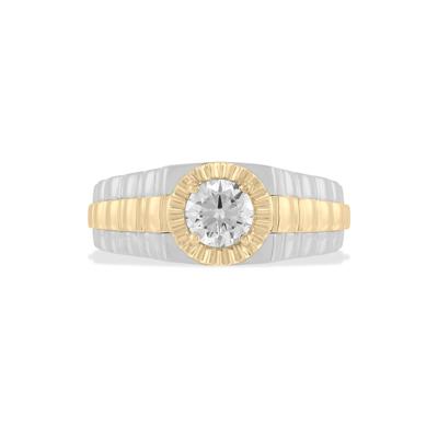 Men's Lab Grown Diamond Ring in 10K White & Yellow Gold (1 ct. tw.)