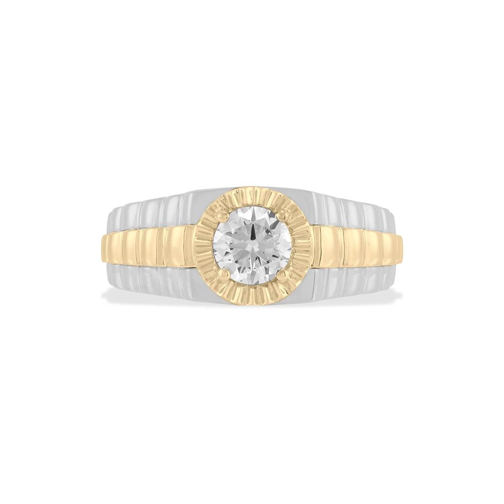 Men's Lab Grown Diamond Ring in 10K White &amp; Yellow Gold (1 ct. tw.) – Image 1 of 4