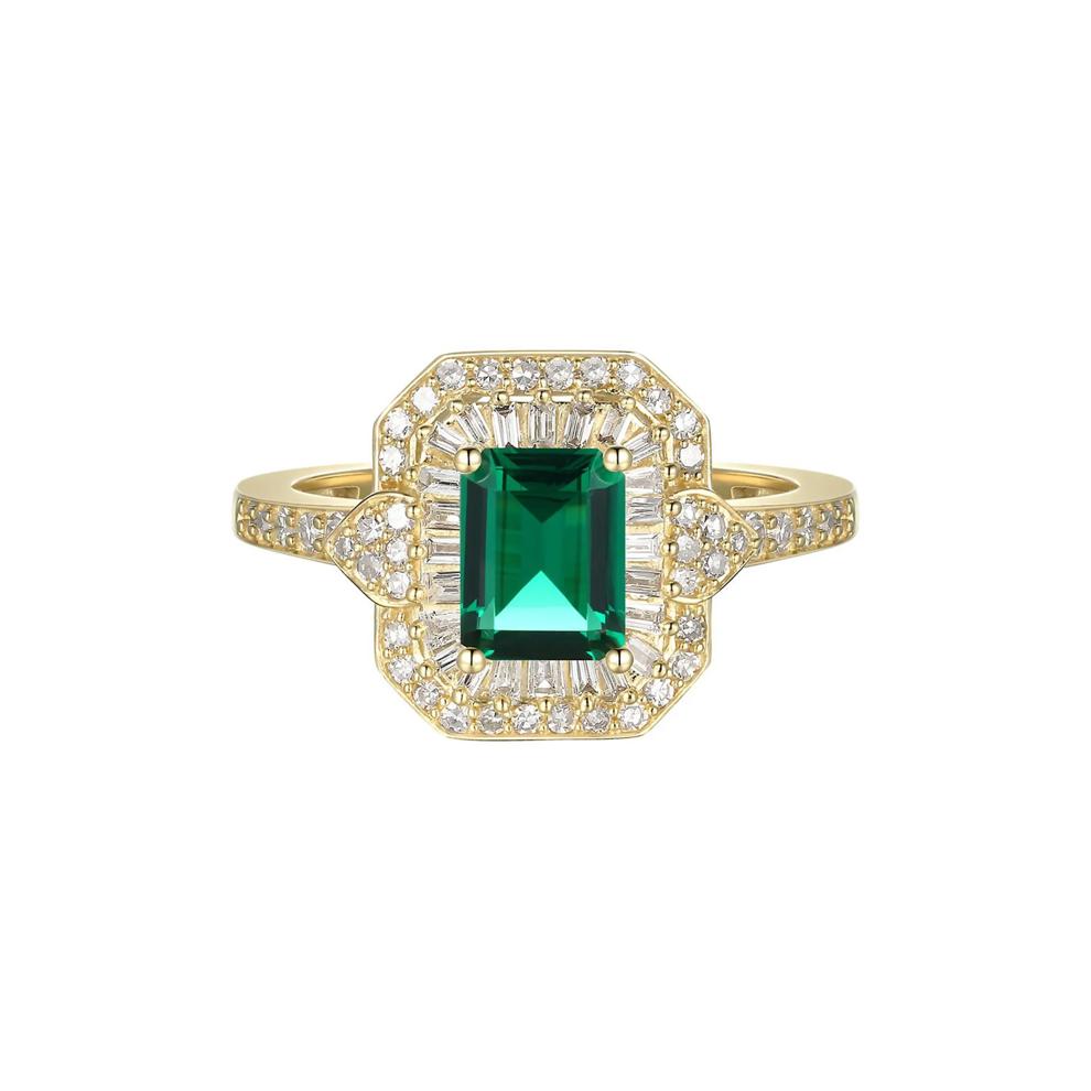 Emerald &amp; 3/8 ct. tw. Diamond Ring in 10K Yellow Gold – Image 1 of 1
