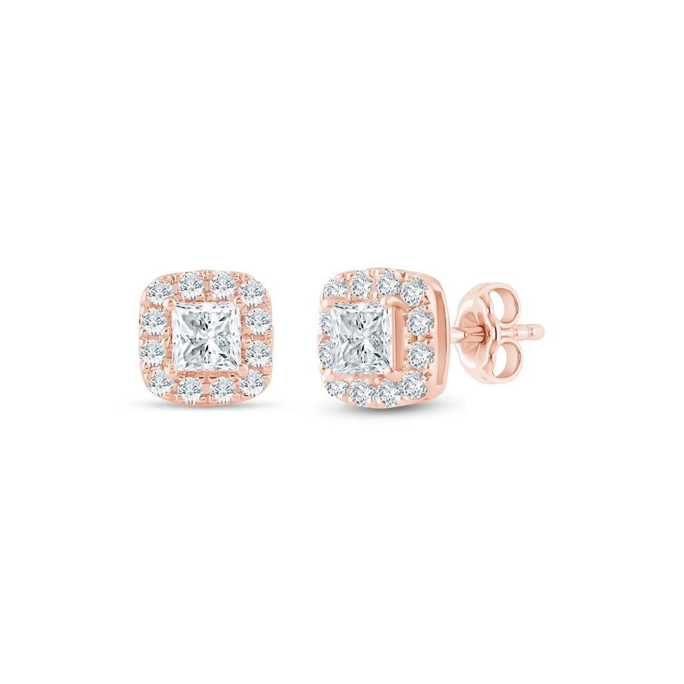 Lab Grown Diamond Halo Stud Earrings in 14K Rose Gold (1 ct. tw.) – Image 1 of 1