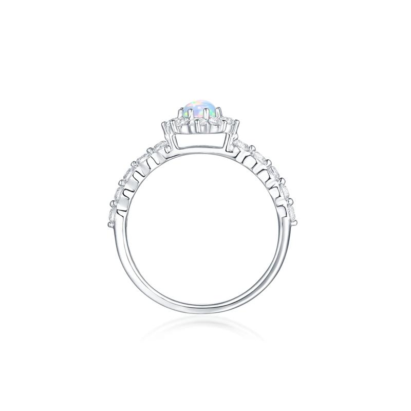 Lab Created Opal &amp; White Sapphire Stack Ring in Sterling Silver – Image 2 of 4