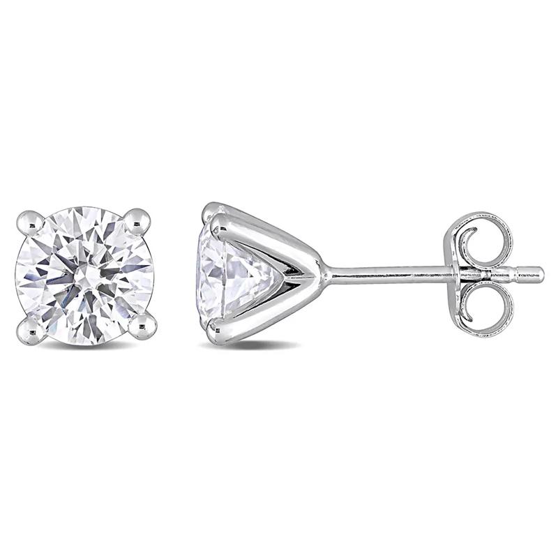 Moissanite Martini Stud Earrings in Sterling Silver &#40;2 ct. dew&#41;  – Image 1 of 4