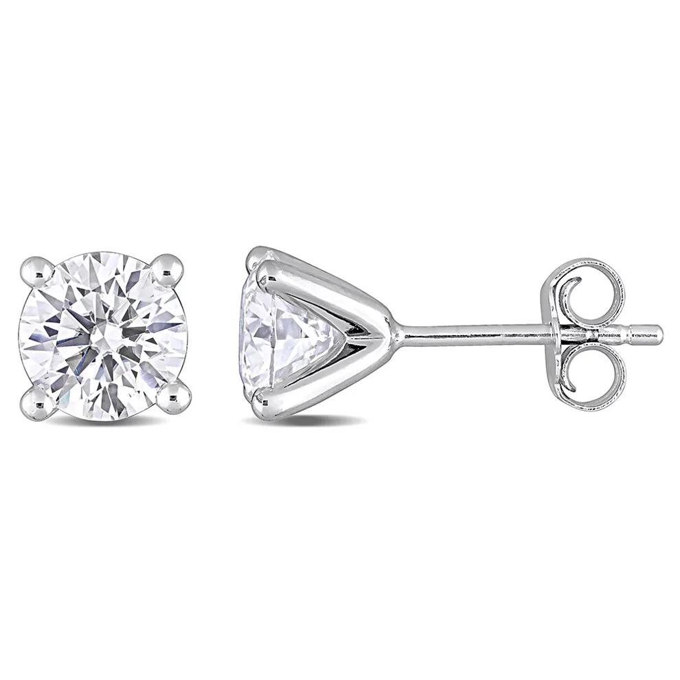 Moissanite Martini Stud Earrings in Sterling Silver (2 ct. dew)  – Image 1 of 4
