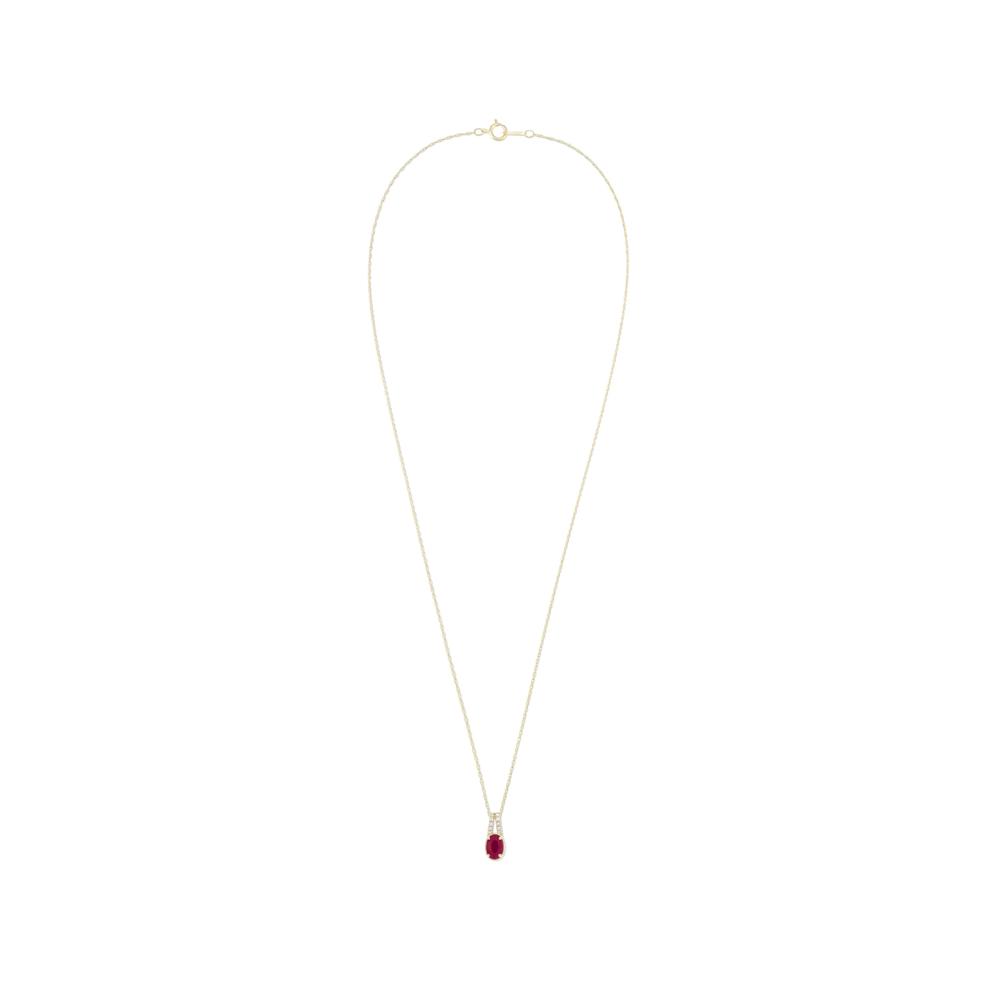 Ruby &amp; Diamond Accent Pendant Necklace in 10K Yellow Gold – Image 2 of 4