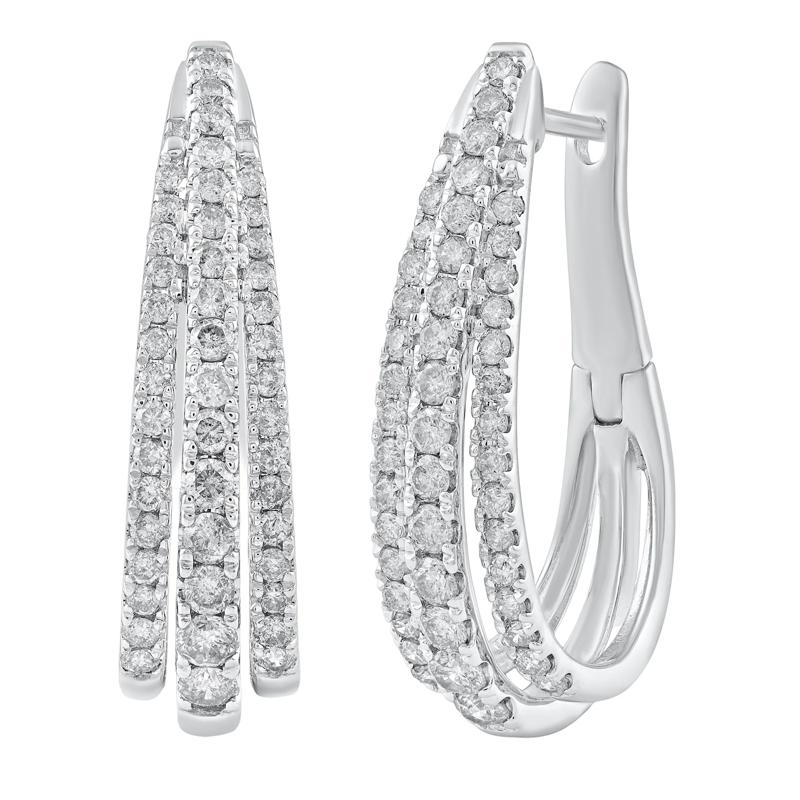 Diamond Hoop Earrings in 14K White Gold (1 ct. tw.) – Image 1 of 1