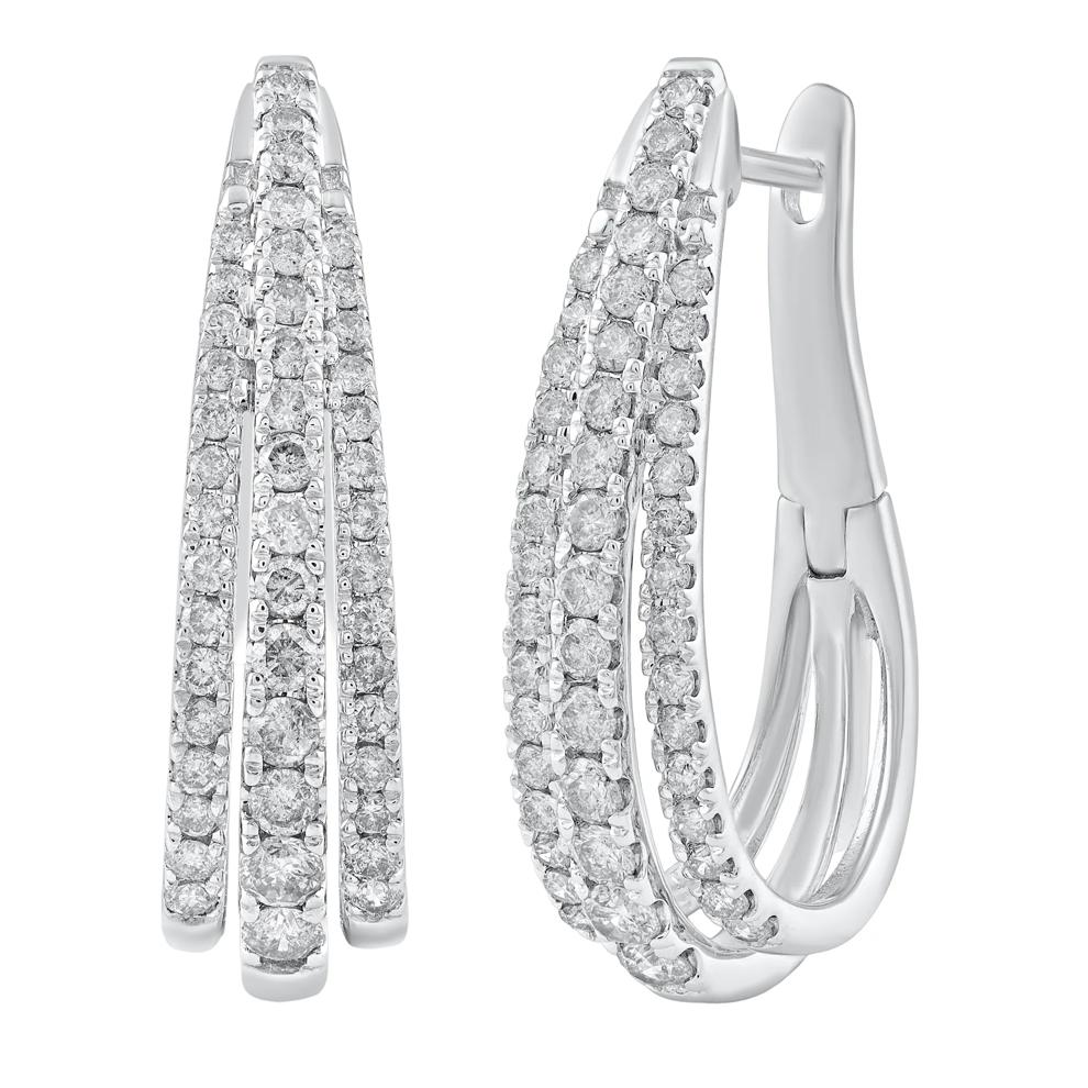 Diamond Hoop Earrings in 14K White Gold (1 ct. tw.) – Image 1 of 1