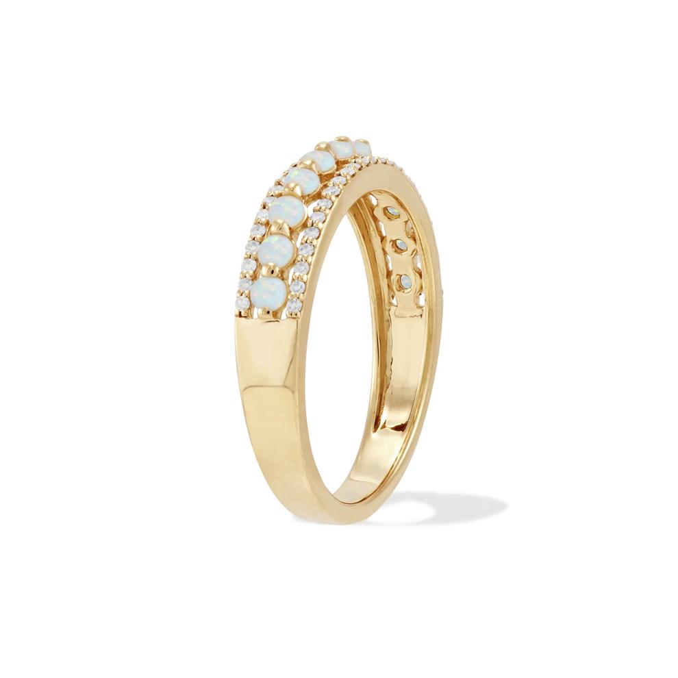 Opal &amp; Diamond Band in 10K Yellow Gold (1/7 ct. tw.) – Image 3 of 4