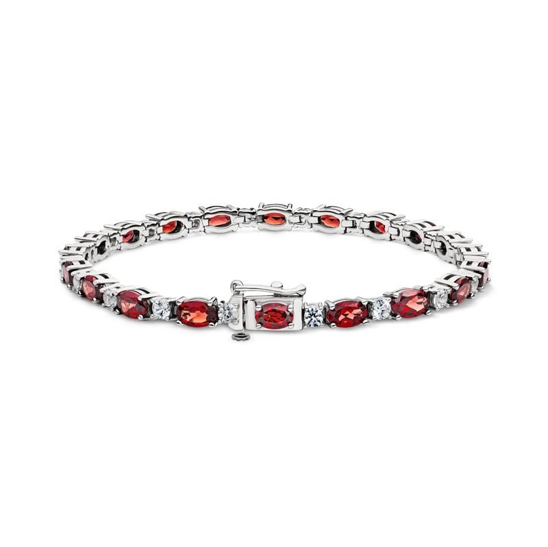 Garnet and Lab-Created White Sapphire Bracelet in Sterling Silver – Image 2 of 2