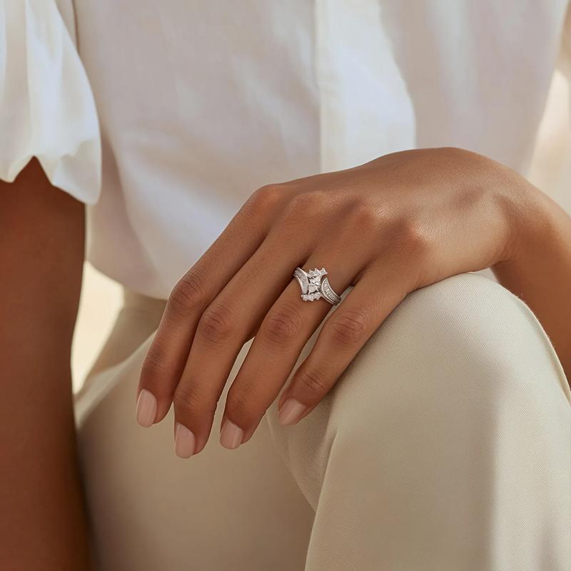 1 ct. tw. Diamond Engagement Ring Set in 14K White Gold – Image 4 of 4