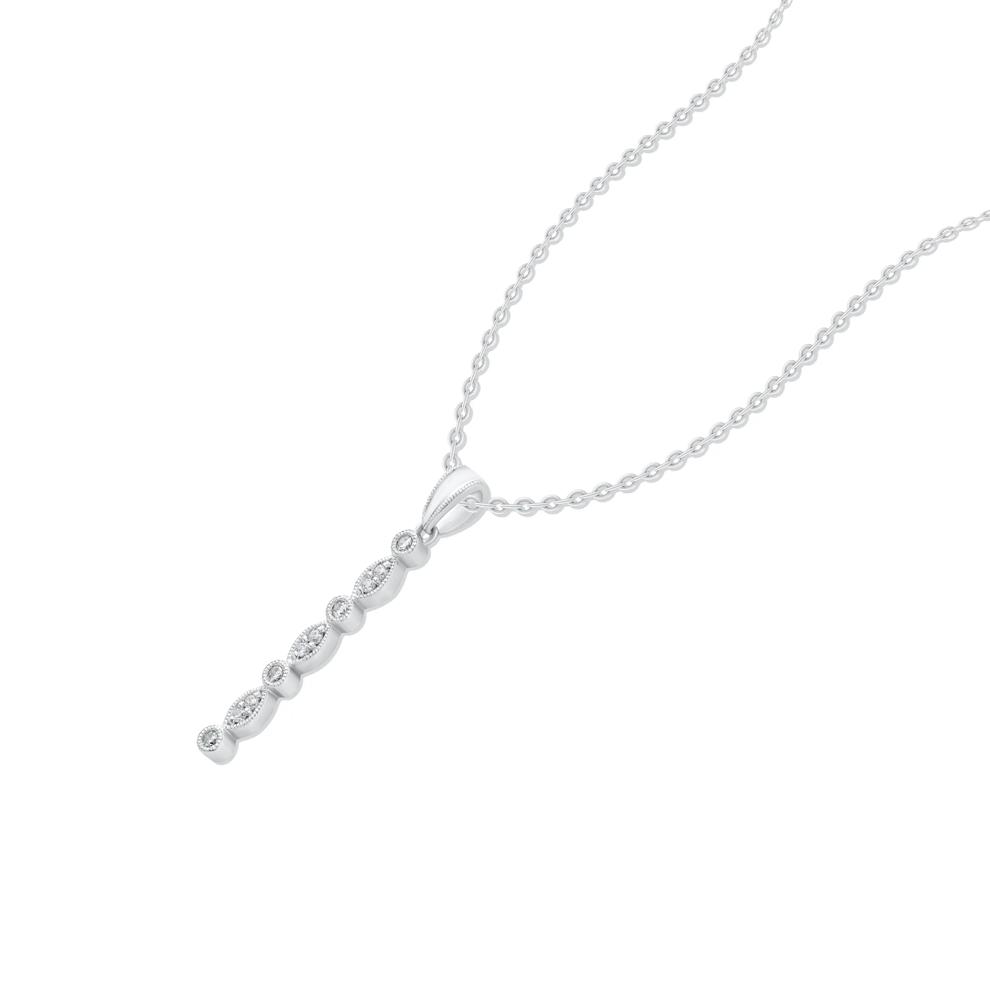 Diamond Round Faux Marquise Drop Pendant in Sterling Silver (1/10 ct. tw.) – Image 4 of 4