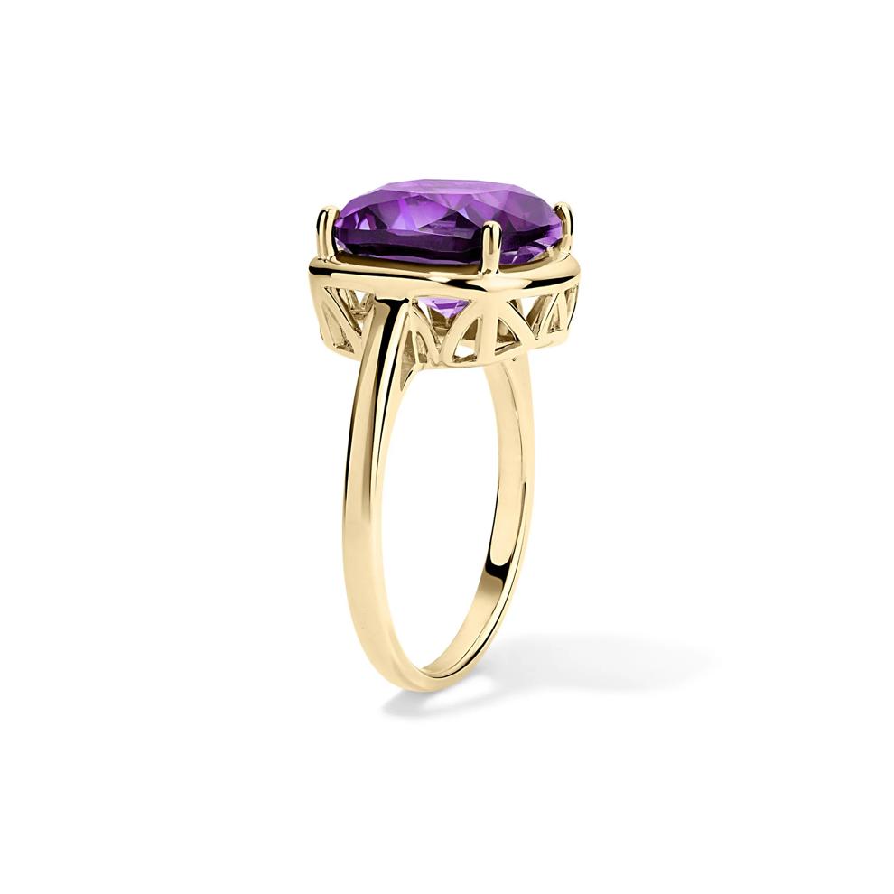 Cushion-Cut Amethyst Ring in 10K Yellow Gold – Image 2 of 4