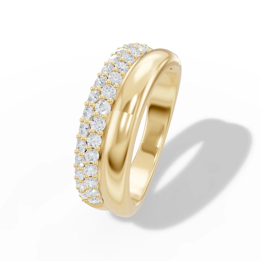 Lab Grown Diamond Double Row Band in 10K Yellow Gold (1/2 ct. tw.) – Image 4 of 4