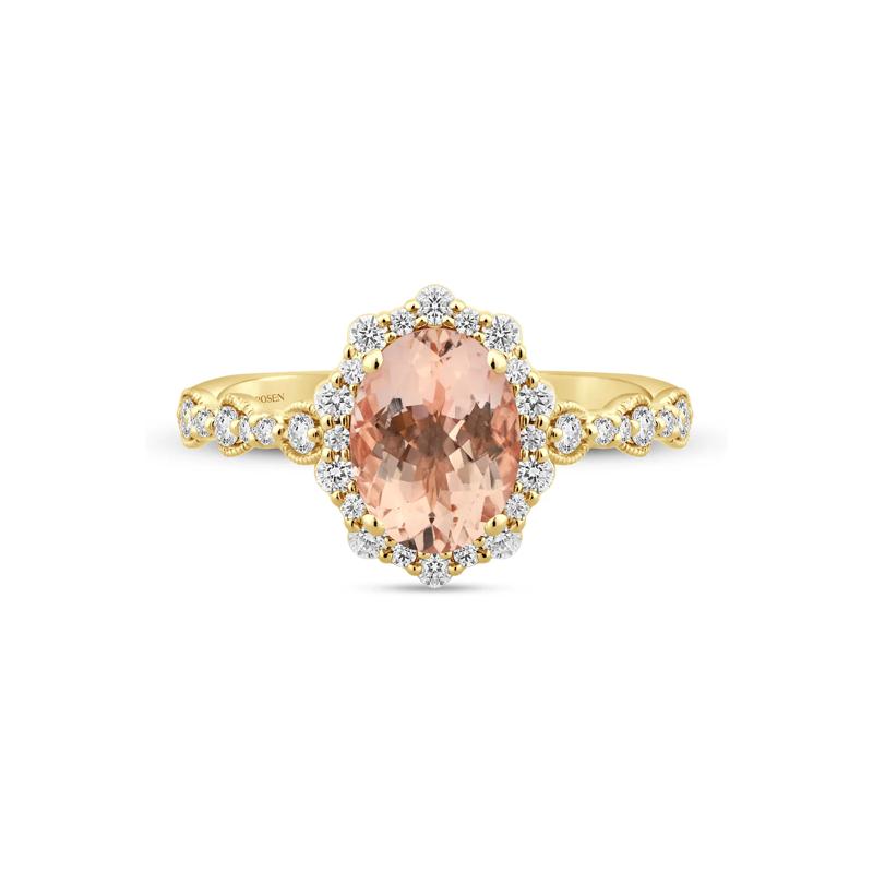 Morganite and Diamond Engagement Ring in 14K Yellow Gold &#40;3/8 ct. tw.&#41; – Image 1 of 3