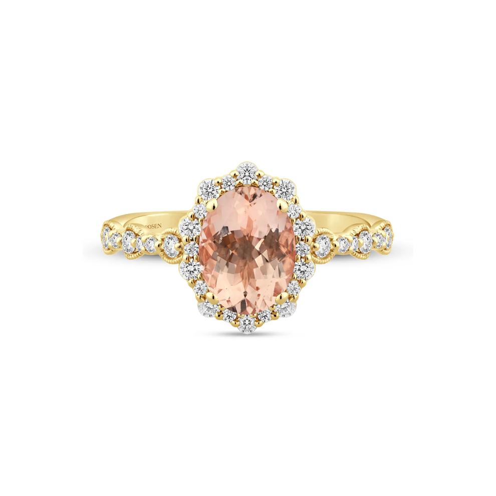 Morganite and Diamond Engagement Ring in 14K Yellow Gold (3/8 ct. tw.) – Image 1 of 3