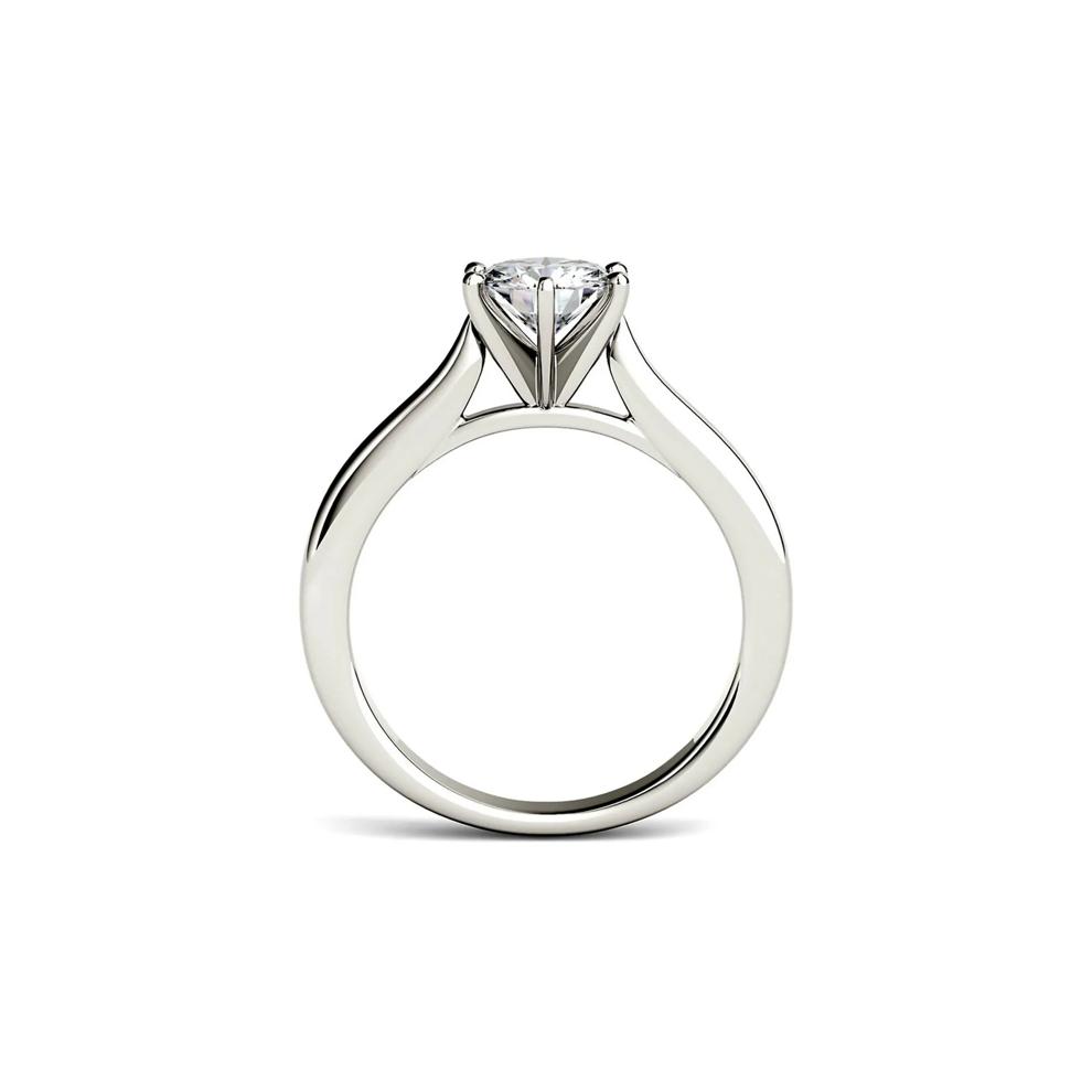 Round Moissanite Solitaire Ring in 14K White Gold (1 ct. dew) – Image 2 of 3