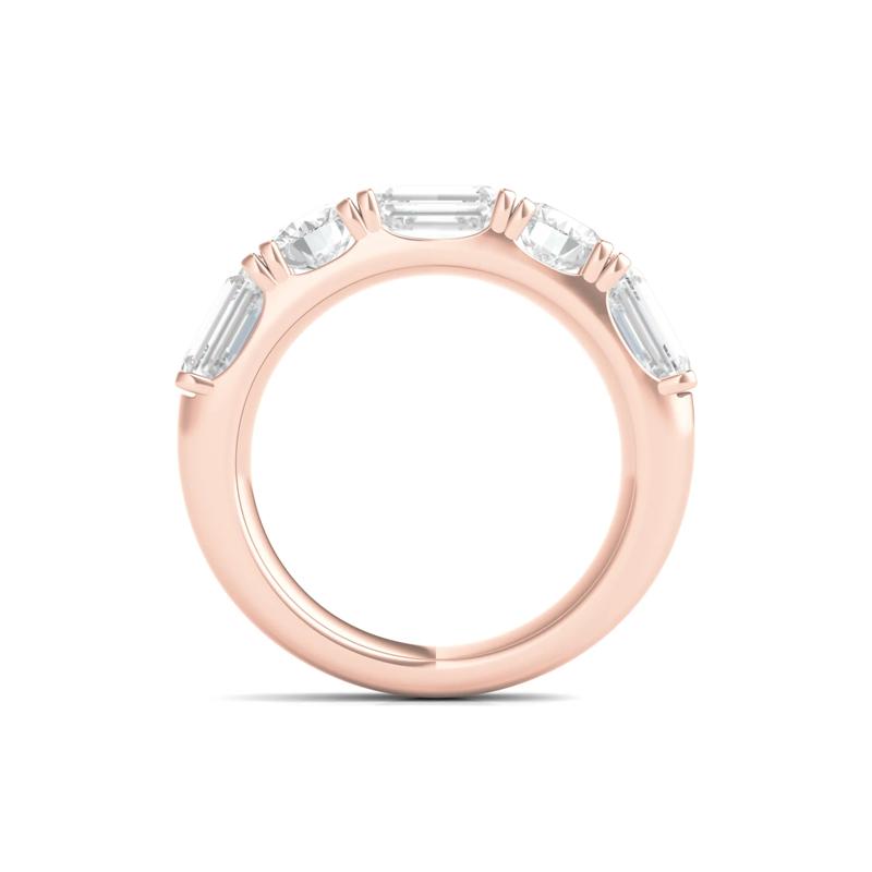 Round &amp; Emerald-Cut Lab Grown Diamond Five-Stone Band in 14K Rose Gold &#40;4 ct. tw.&#41; – Image 2 of 3