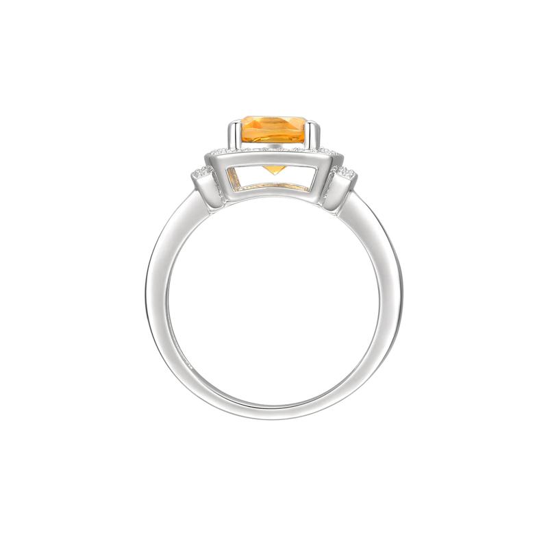 Cushion-Cut Citrine &amp; Lab Created White Sapphire Earring, Pendant &amp; Ring Set in Sterling Silver – Image 3 of 9