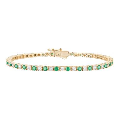 Emerald and Diamond Bracelet in 10K Yellow Gold (1/7 ct. tw.)