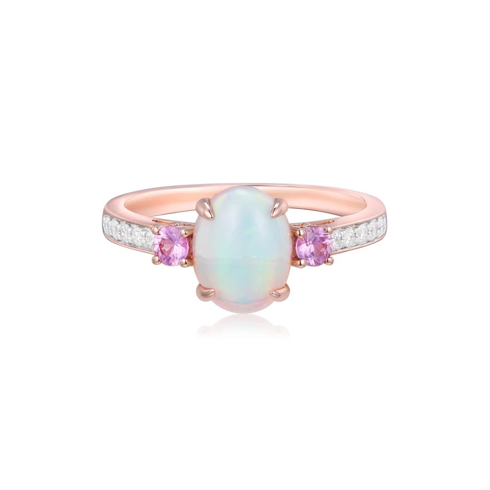 Opal, Pink Sapphire &amp; Diamond Ring in 14K Rose Gold (1/10 ct. tw.) – Image 1 of 3