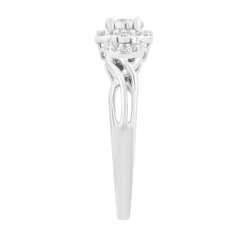 Three-Stone Halo Engagement Ring with Illusion Setting in 10K White Gold &#40;1/4 ct. tw.&#41; – Image 3 of 3