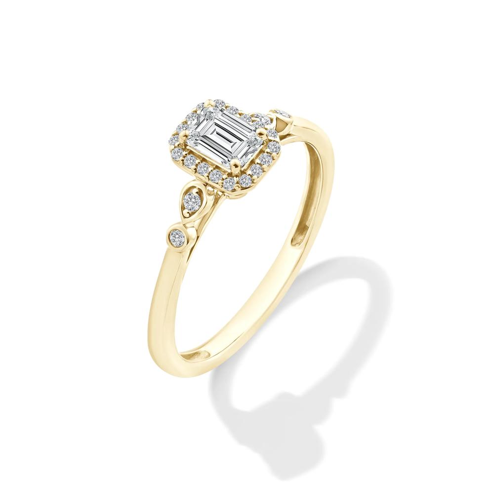 Lab Grown Diamond Emerald Center Promise Ring in 10K Yellow Gold (1/2 ct. tw.) – Image 4 of 4