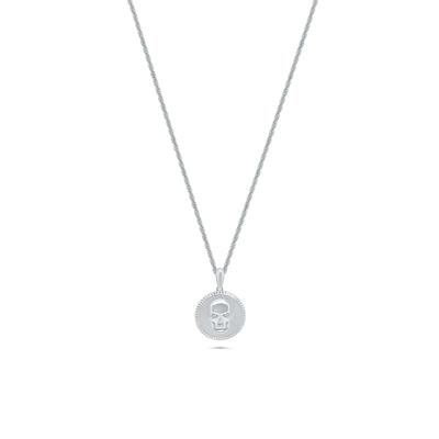 Men's Diamond Accent Skull Medallion Pendant Necklace in Sterling Silver